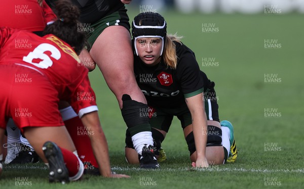 270822 - Canada Women v Wales Women, Summer 15’s World Cup Warm up match - Beth Lewis of Wales waits for the scrum to commence