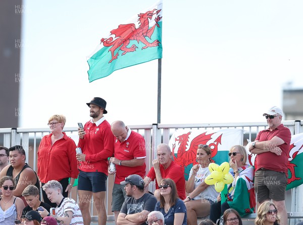 270822 - Canada Women v Wales Women, Summer 15’s World Cup Warm up match - The families of Carys Williams-Morris, Lowri Norkett, and  Elinor Snowsill of Wales watch the match