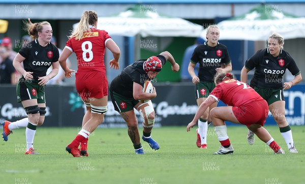 270822 - Canada Women v Wales Women, Summer 15’s World Cup Warm up match - Donna Rose of Wales takes on Emily Tuttosi of Canada