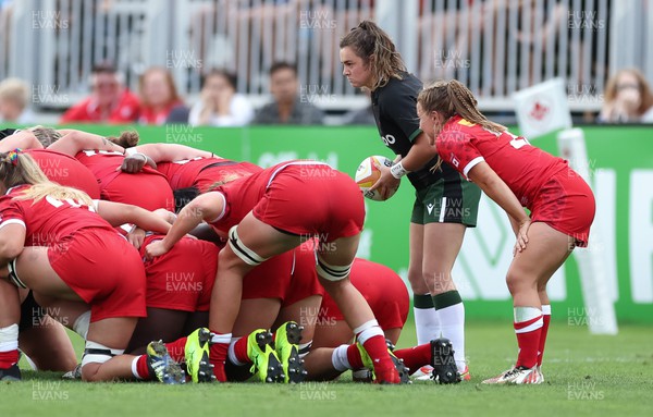 270822 - Canada Women v Wales Women, Summer 15’s World Cup Warm up match - Eloise Hayward of Wales wits to put the ball in a scrum
