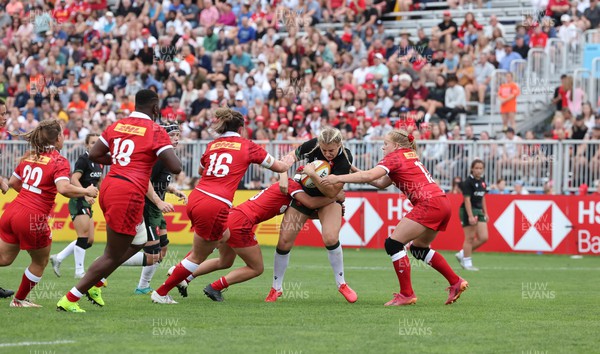 270822 - Canada Women v Wales Women, Summer 15’s World Cup Warm up match - Carys Williams-Morris of Wales is tackled
