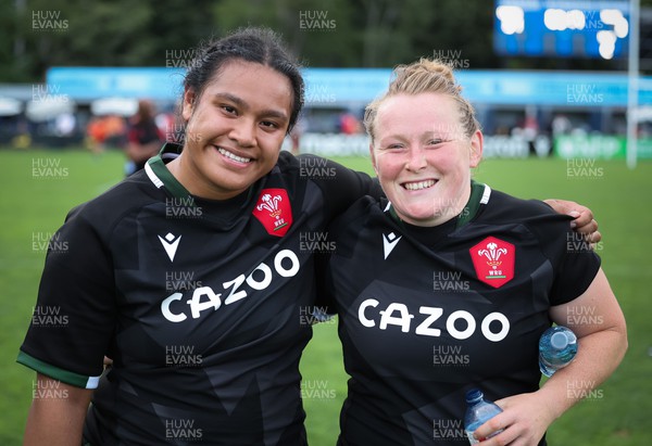 270822 - Canada Women v Wales Women, Summer 15’s World Cup Warm up match - Sisilia Tuipulotu of Wales and Caryl Thomas of Wales at the end of the match