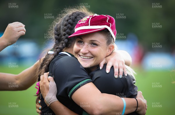 270822 - Canada Women v Wales Women, Summer 15’s World Cup Warm up match - Lowri Norkett of Wales is congratulated on her first cap