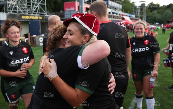 270822 - Canada Women v Wales Women, Summer 15’s World Cup Warm up match - Lowri Norkett is congratulated on her first cap