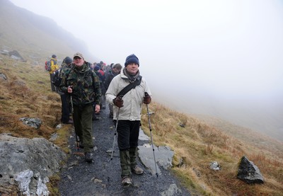 24.03.10 -  Brains Captains Kilimanjaro Climb -Robert Norster and Ieuan Evans during a climb up Snowdon in training for the Brains Captains Kilimanjaro Climb. 