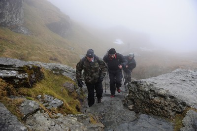 24.03.10 -  Brains Captains Kilimanjaro Climb - Mike Hall(left) during a climb up Snowdon in training for the Brains Captains Kilimanjaro Climb. 