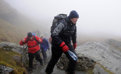 24.03.10 -  Brains Captains Kilimanjaro Climb - Emyr Lewis during a climb up Snowdon in training for the Brains Captains Kilimanjaro Climb. 