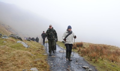 24.03.10 -  Brains Captains Kilimanjaro Climb - Robert Norster and Ieuan Evans during a climb up Snowdon in training for the Brains Captains Kilimanjaro Climb. 