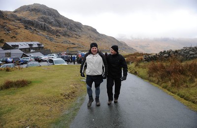 24.03.10 -  Brains Captains Kilimanjaro Climb - Garin Jenkins(L) and Robert Jones during a climb up Snowdon in preparation for the Brains Captains Kilimanjaro Climb. 