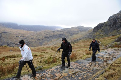 24.03.10 -  Brains Captains Kilimanjaro Climb - Bleddyn Bowen(centre) during a climb up Snowdon in preparation for the Brains Captains Kilimanjaro Climb. 