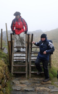 24.03.10 -  Brains Captains Kilimanjaro Climb - Colin Charvis(left) during a climb up Snowdon in preparation for the Brains Captains Kilimanjaro Climb. 