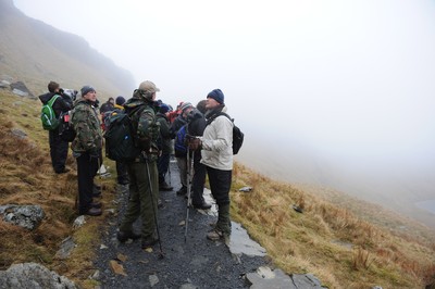 24.03.10 -  Brains Captains Kilimanjaro Climb - (l-r)Mike Hall, Robert Norster and Ieuan Evans during a climb up Snowdon in preparation for the Brains Captains Kilimanjaro Climb. 