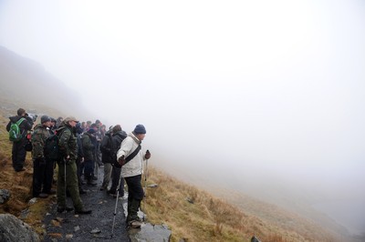 24.03.10 -  Brains Captains Kilimanjaro Climb - (l-r)Mike Hall, Robert Norster and Ieuan Evans during a climb up Snowdon in preparation for the Brains Captains Kilimanjaro Climb. 