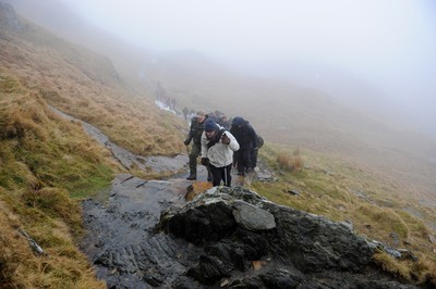 24.03.10 -  Brains Captains Kilimanjaro Climb - Robert Norster(left) and Ieuan Evans during a climb up Snowdon in preparation for the Brains Captains Kilimanjaro Climb. 