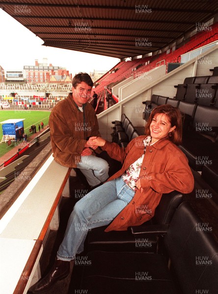 270497 - Cardiff Arms Park Auction - Diana James from Swansea sits in the royal seats she bought for her husband