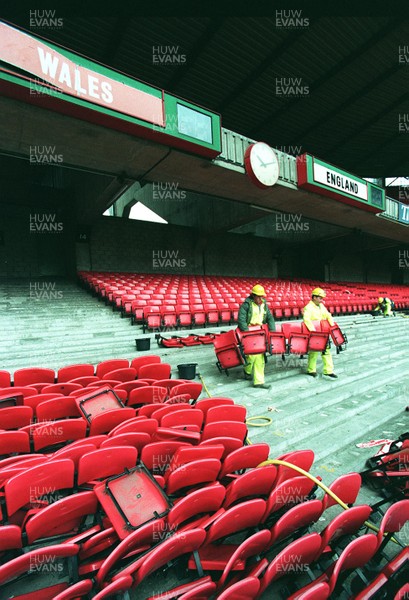 160397 - Picture shows demolition work starting at Cardiff Arms Park on the West Stand