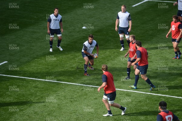 200813 - Cardiff Blues Artificial Pitch Unveiling at Cardiff Arms Park -Chris Czekaj trains on the new artificial pitch at Cardiff Arms Park