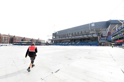 160420 -  A general view Cardiff Arms Park as the NHS uses the space to facilitate the operation at Principality Stadium during the COVID-19 coronavirus outbreak