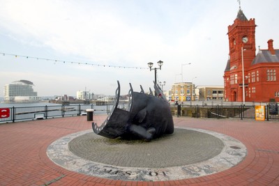 190203 - Cardiff Bay, with the Pierhead Building (rt) and St Davids Hotel (lt)