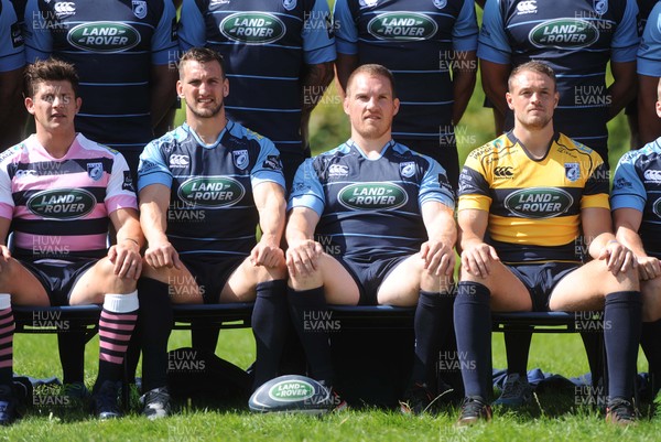 090816 - Cardiff Blues Sponsorship Announcement -Lloyd Williams, Sam Warburton, Gethin Jenkins and Cory Allen at Cardiff Castle after announcing Cardiff Blues new principal partner Land Rover