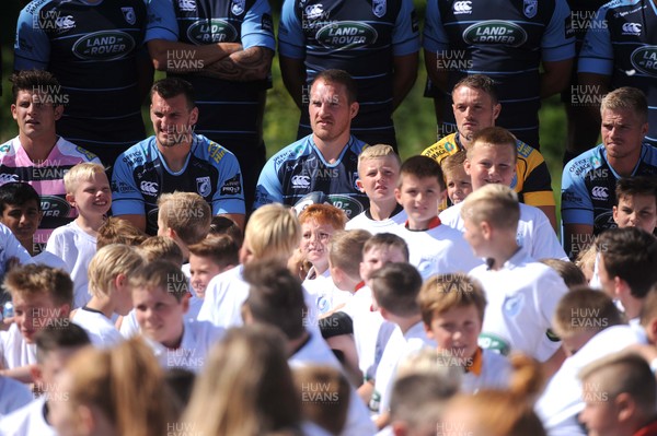 090816 - Cardiff Blues Sponsorship Announcement -Lloyd Williams, Sam Warburton, Gethin Jenkins and Cory Allen at Cardiff Castle after announcing Cardiff Blues new principal partner Land Rover