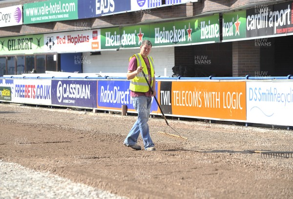 120713 - Cardiff Blues Pitch - The new artificial pitch starts to take place