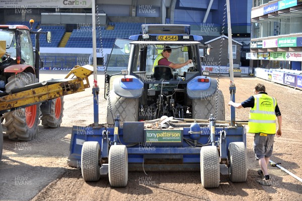 120713 - Cardiff Blues Pitch - The new artificial pitch starts to take place