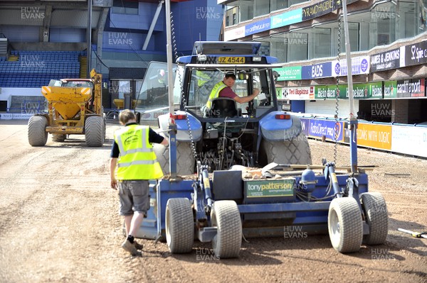 120713 - Cardiff Blues Pitch - The new artificial pitch starts to take place