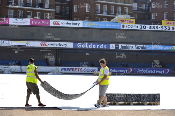 120713 - Cardiff Blues Pitch - The new artificial pitch starts to take place