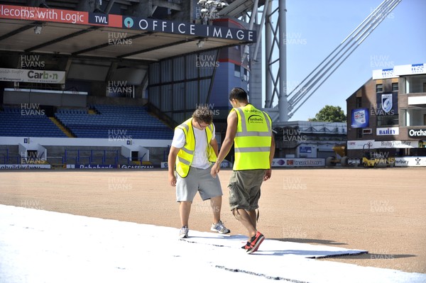 120713 - Cardiff Blues Pitch - The new artificial pitch starts to take place