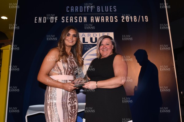 090519 - Cardiff Blues Awards - Bryonie King receives the Blues Under 18 Women Player of the Year Award