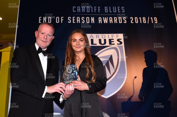 090519 - Cardiff Blues Awards - Manon Johnes receives the Blues Women Player of the Year Award