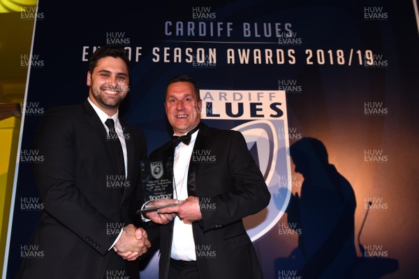 090519 - Cardiff Blues Awards - Tony Kocker receives the Rugby Employee of the Year Award