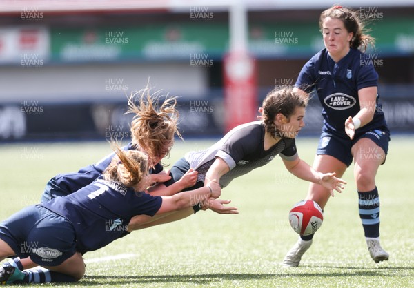 010919 - Cardiff Blues v Ospreys, WRU Women's Regional Championship - Angharad De Smet is tackled