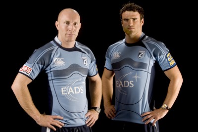 12.08.08...Cardiff Blues... Cardiff Blues  players Jamie Roberts and Tom Shanklin with the new EADS sponsored shirt. 