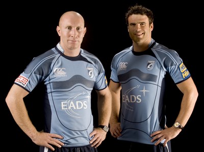 12.08.08...Cardiff Blues... Cardiff Blues  players Jamie Roberts and Tom Shanklin with the new EADS sponsored shirt. 