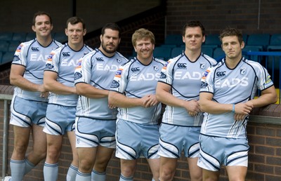 110712 - Cardiff Blues New Signings -Cardiff Blues new signings (R-L)Jason Tovey, Rob Lewis, Andy Kyriacou, Benoit Bourrust, Robin Copeland and Lou Reed