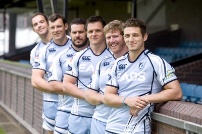 110712 - Cardiff Blues New Signings -Cardiff Blues new signings (R-L)Jason Tovey, Andy Kyriacou, Rob Lewis, Benoit Bourrust, Robin Copeland and Lou Reed