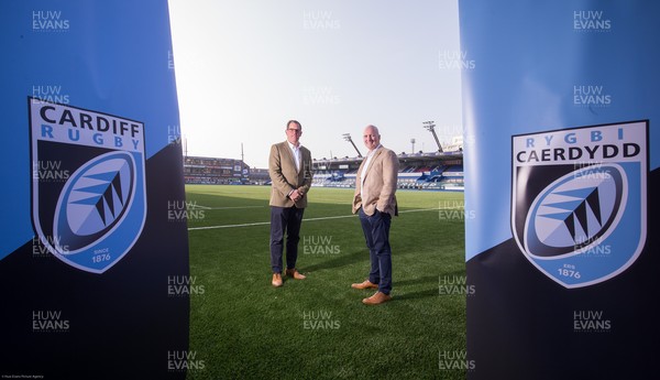 010321 - Cardiff Blues Re-naming Announcement - Cardiff Blues Chief Executive Richard Holland, left, and Chairman Alun Jones at the announcement the Cardiff Blues will become Cardiff Rugby at the start of the 2021-22 season