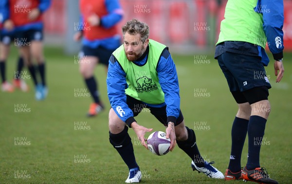 310315 - Cardiff Blues Rugby Training -Jarrad Hoeata during training