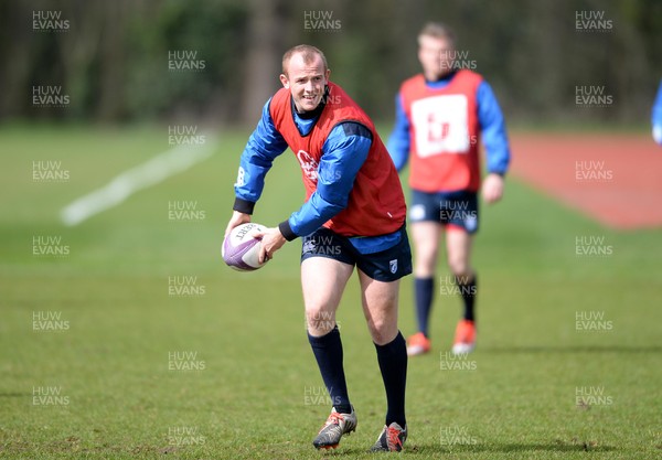 310315 - Cardiff Blues Rugby Training -Dan Fish during training