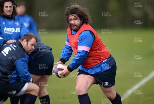 310315 - Cardiff Blues Rugby Training -Adam Jones during training