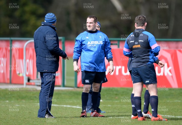 310315 - Cardiff Blues Rugby Training -Dale McIntosh and Gethin Jenkins during training