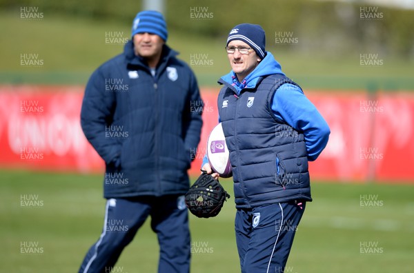 310315 - Cardiff Blues Rugby Training -Dale McIntosh and Paul John during training