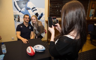 010514 - Sam Warburton and Leigh Halfpenny at Cardiff Blues signing session for fans - 
