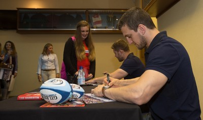 010514 - Sam Warburton and Leigh Halfpenny at Cardiff Blues signing session for fans - 