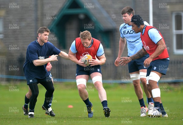 230413 - Cardiff Blues Training at Christ College Brecon -Bradley Davies during training 