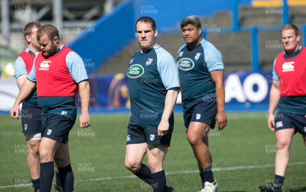 200418 - Cardiff Blues Training - Gethin Jenkins of Cardiff Blues during a training session at the Cardiff Arms Park ahead of their Challenge Cup semi final match against Pau
