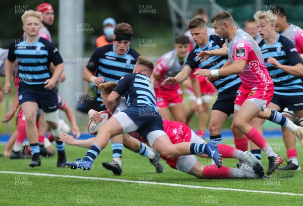 280621 - Cardiff Blues U18 v Dragons U18 - Oli Andrew of Dragons powers over to score try