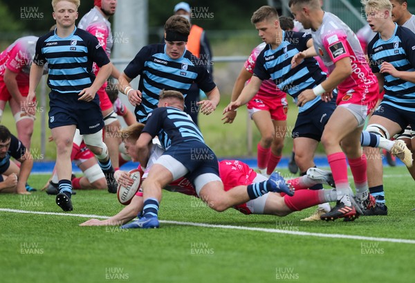 280621 - Cardiff Blues U18 v Dragons U18 - Oli Andrew of Dragons powers over to score try